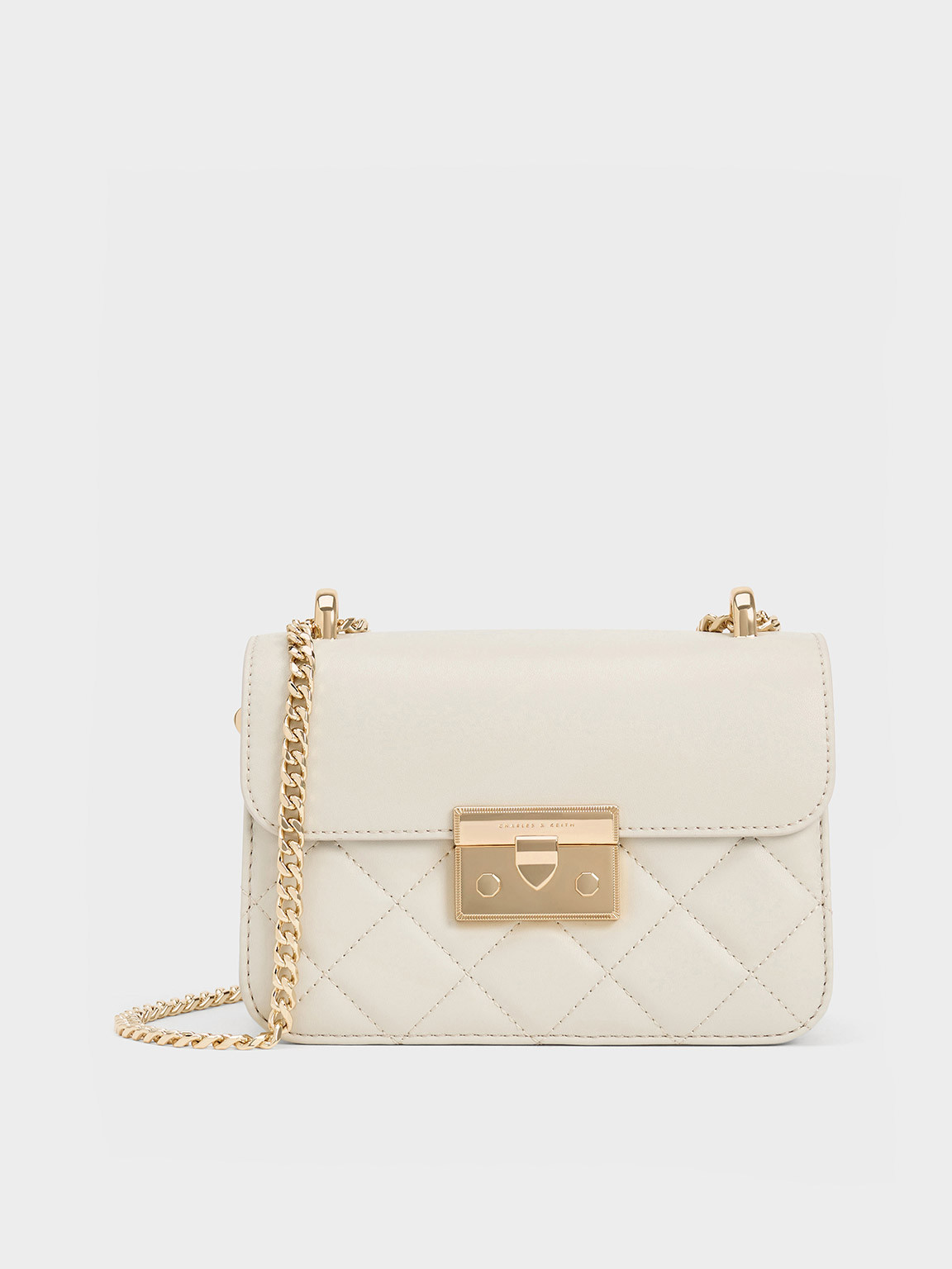 Quilted Push-Lock Chain-Handle Bag
    
         - Ivory | Charles & Keith US