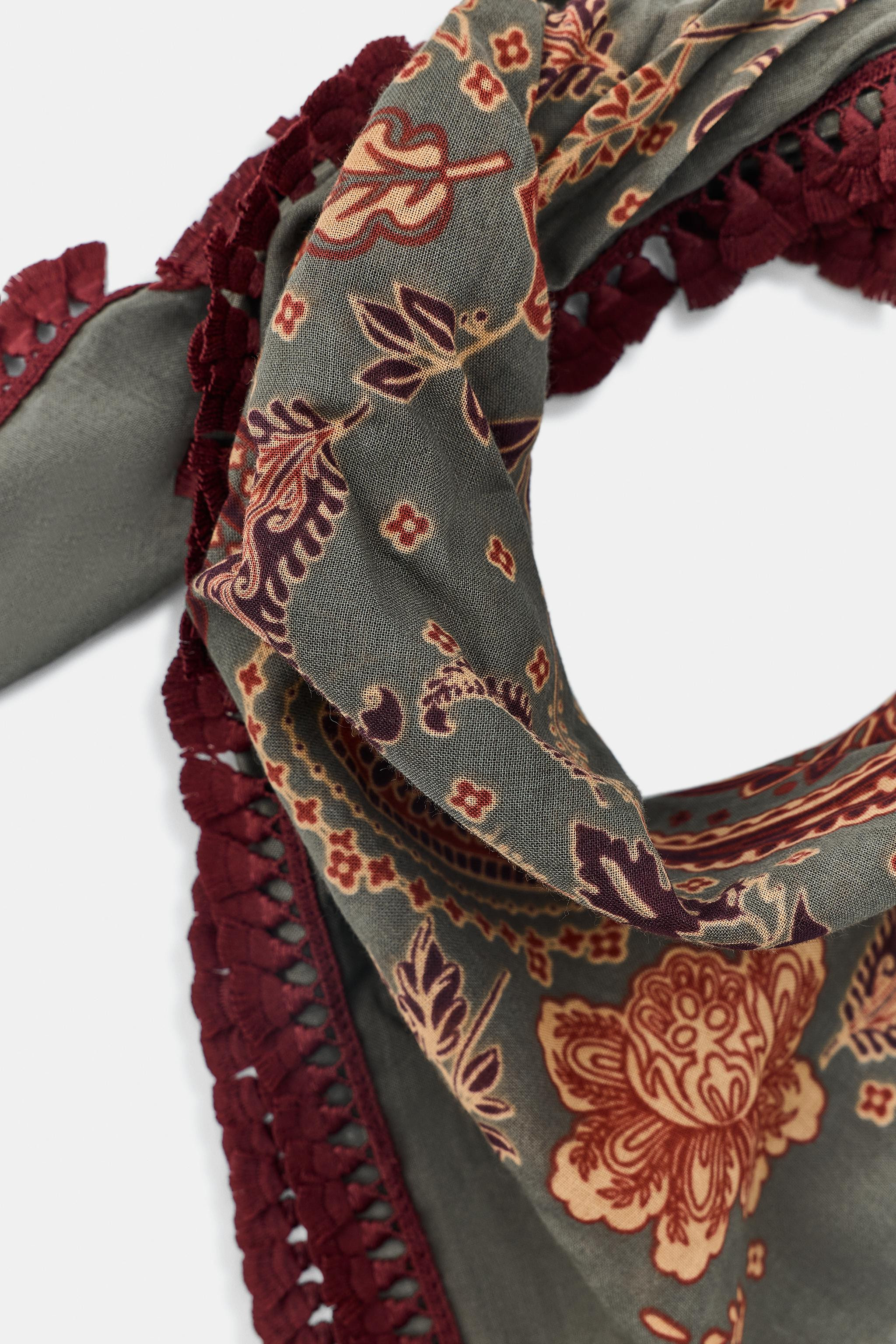 FRINGED PRINTED SCARF | Zara US