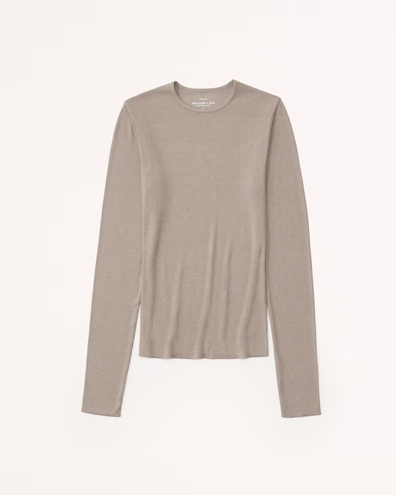 Women's Essential Long-Sleeve Featherweight Rib Tuckable Top | Women's Tops | Abercrombie.com | Abercrombie & Fitch (US)