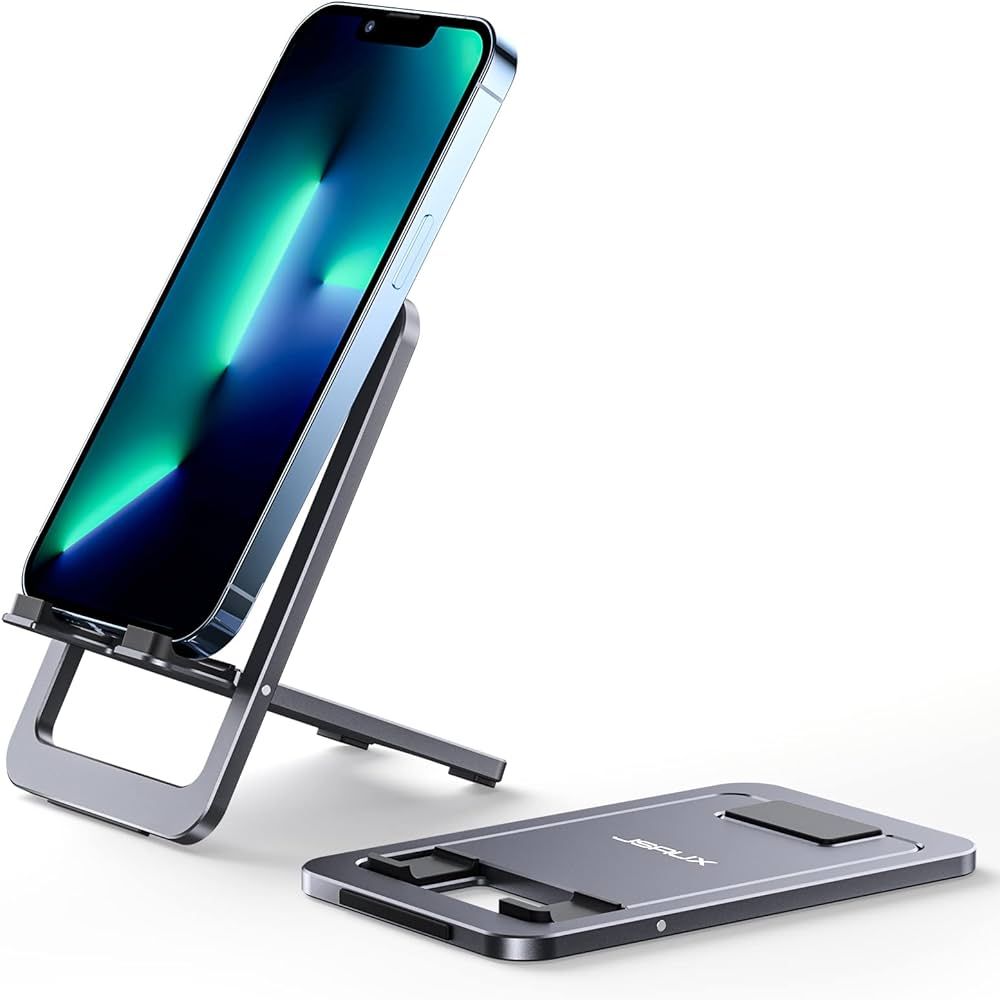 JSAUX Cell Phone Stand, [2-Pack] Foldable Aluminum Adjustable Phone Holder for Desk Portable Trav... | Amazon (US)