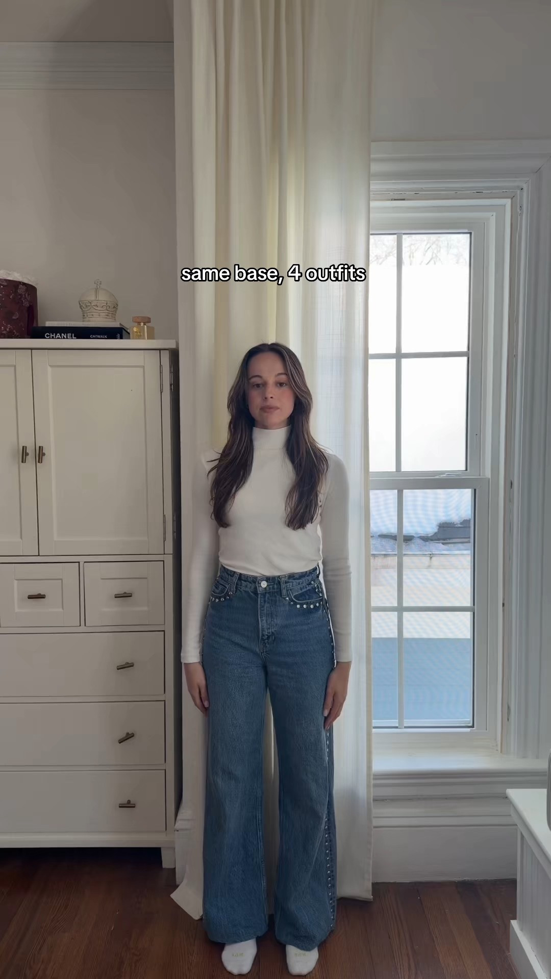 Styling wide leg denim and a mockneck

#LTKootd