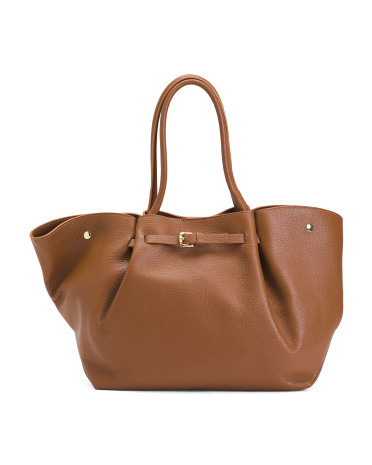 Made In Spain Leather Tote With Wing Detail With Tab Detail | TJ Maxx