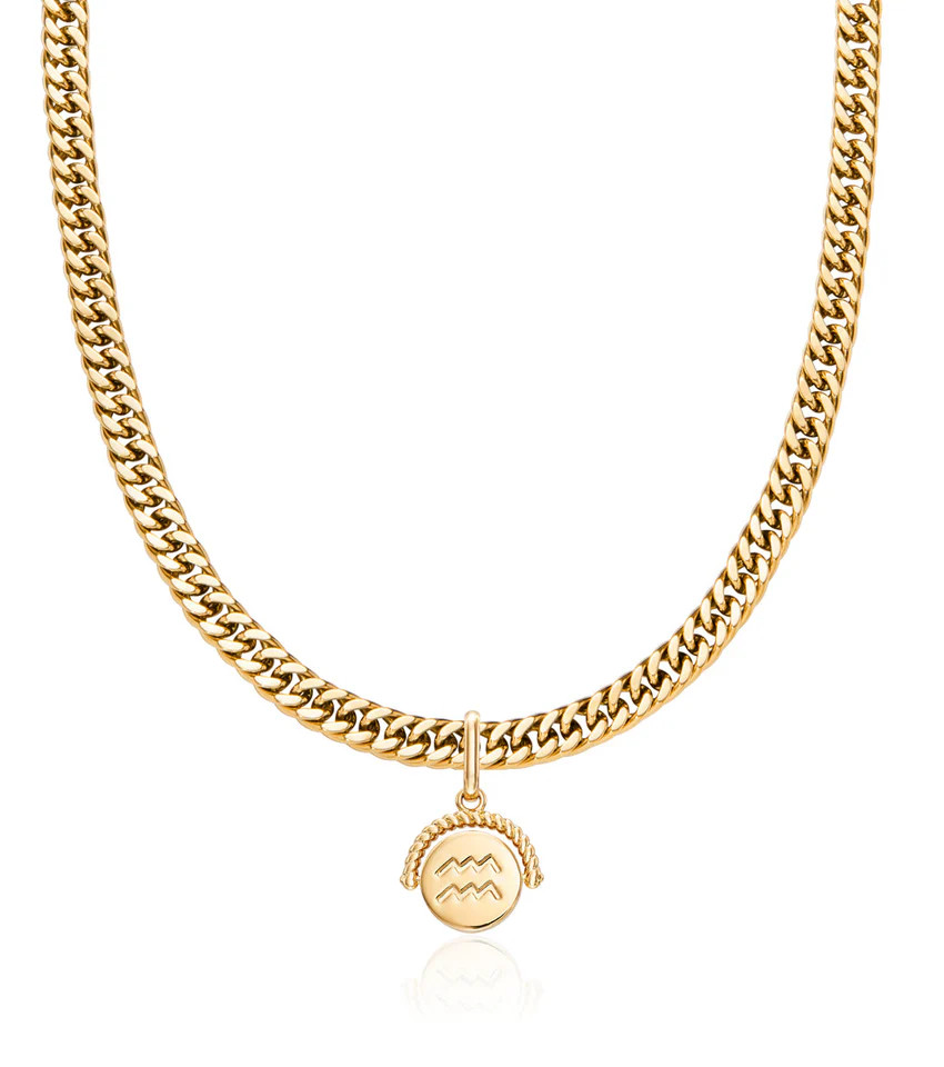 Zodiac Coin Curb Chain Necklace (Gold) | Abbott Lyon