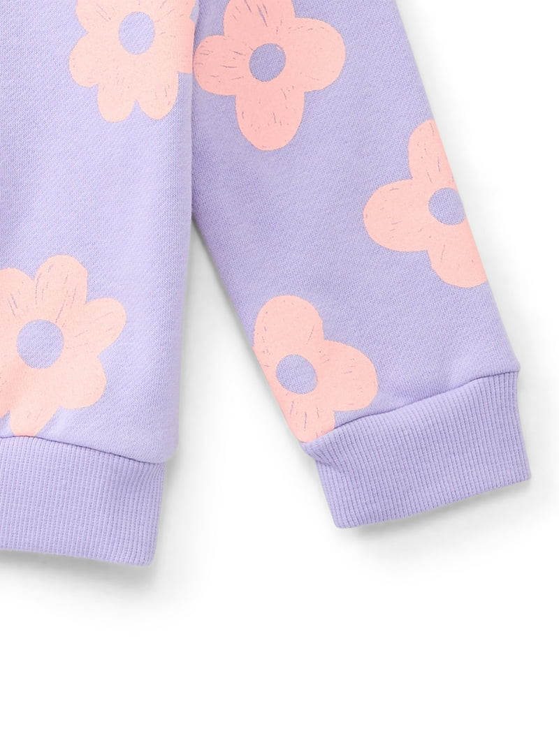 Wonder Nation Toddler Girls Fleece Sweatshirt with Long Sleeves, Sizes 2T-5T | Walmart (US)