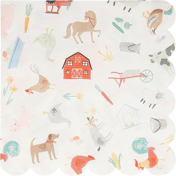 Meri Meri On The Farm Large Napkins (Pack of 20), Thick & Absorbent 3-Ply Paper Napkins, Disposab... | Amazon (US)