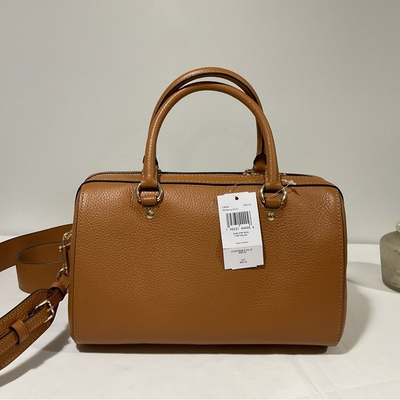 Coach C8496 Rowan Satchel Embossed strap Leather Handbag Penny Multi Brown | Poshmark
