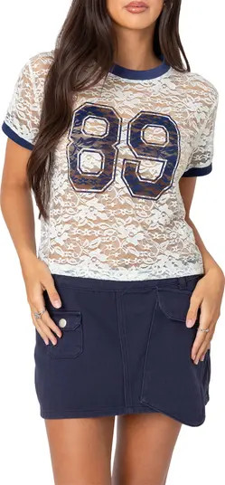 EDIKTED Sheer Lace 89 T-Shirt | Nordstrom | Nordstrom