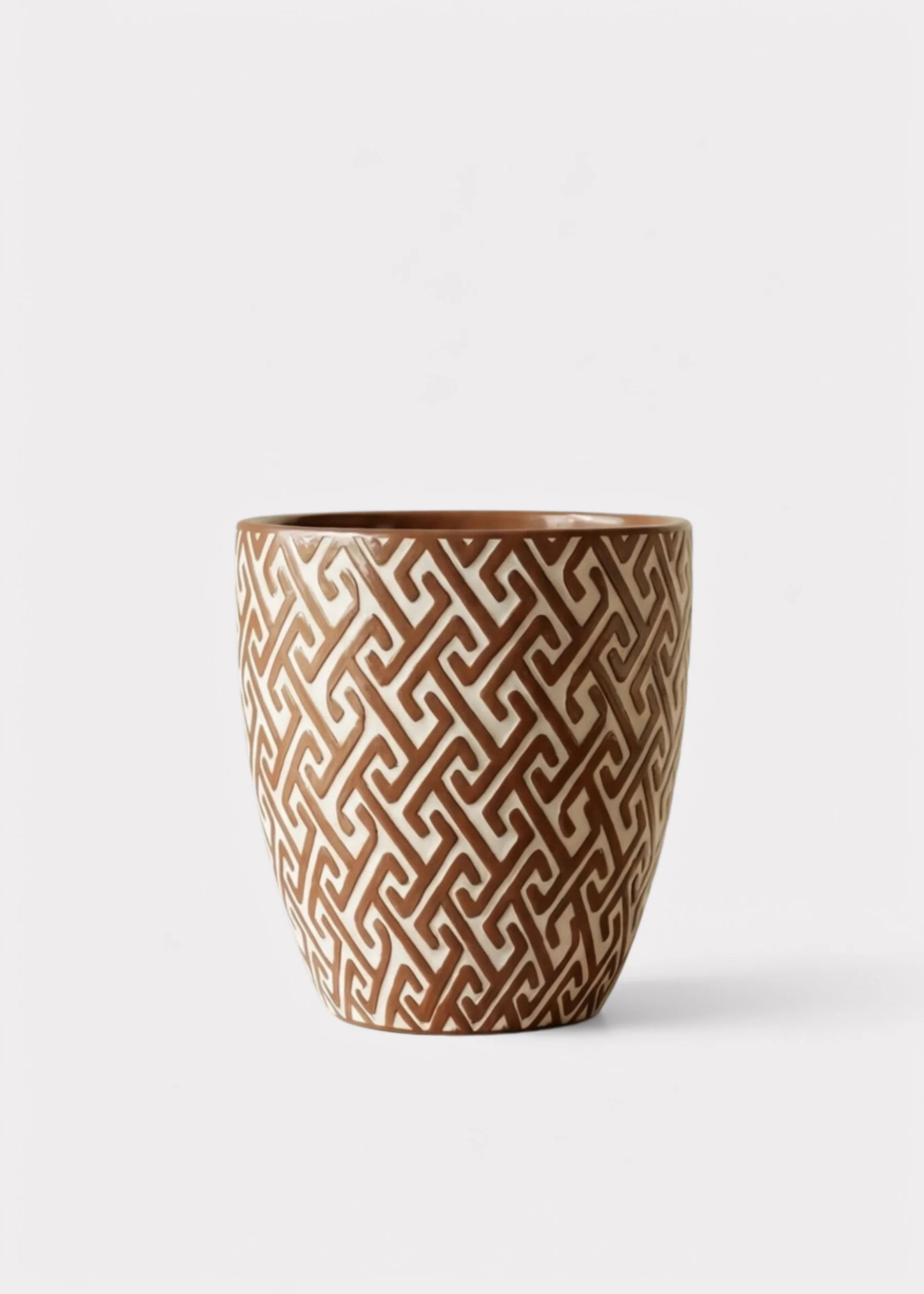Glossy Ceramic Pot in Brown and White | Trendy Planter Pots | Afloral | Afloral