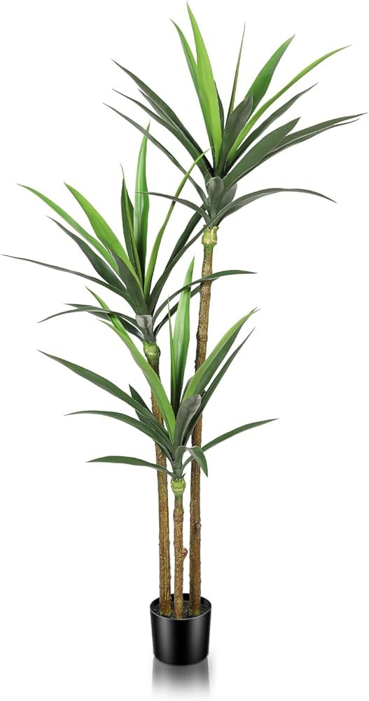 Faux Agave Tree 5ft - Artificial Agave Plant with 3 Heads Fake Yucca Dracaena Tree in Potted for ... | Amazon (US)