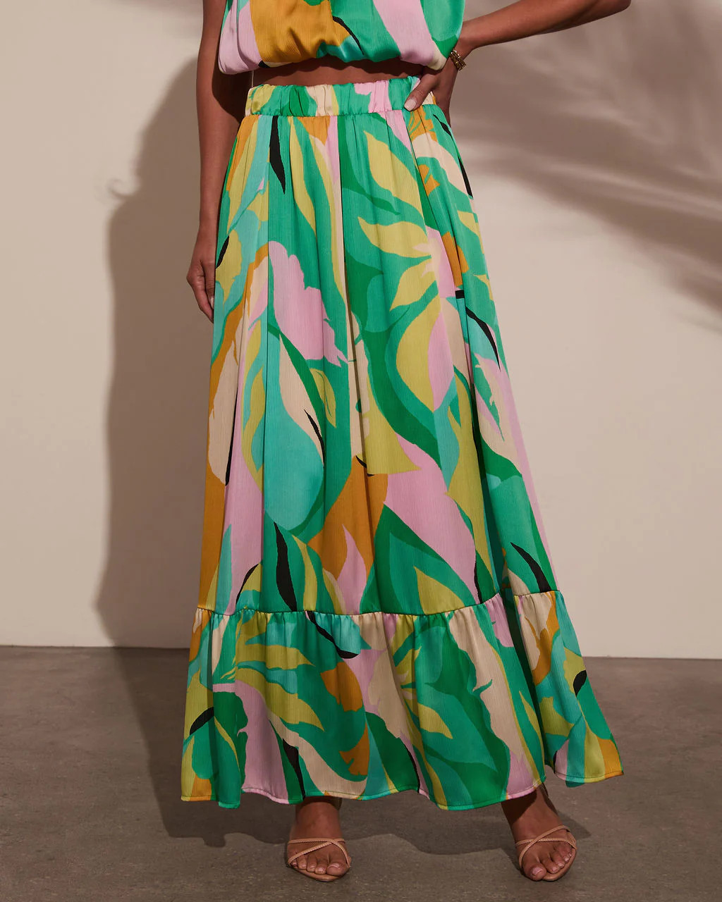 Serene Shores Tiered Floral Maxi Skirt | VICI