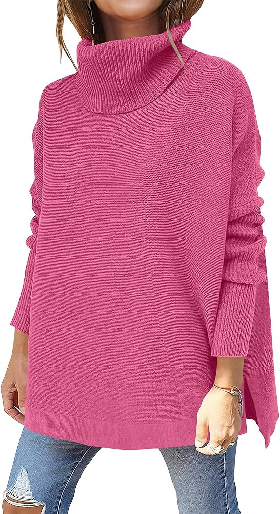 ANRABESS Women's Oversized Turtleneck Batwing Casual Sweater, Valentine’s Day Sweater, Memorial DAY | Amazon (US)