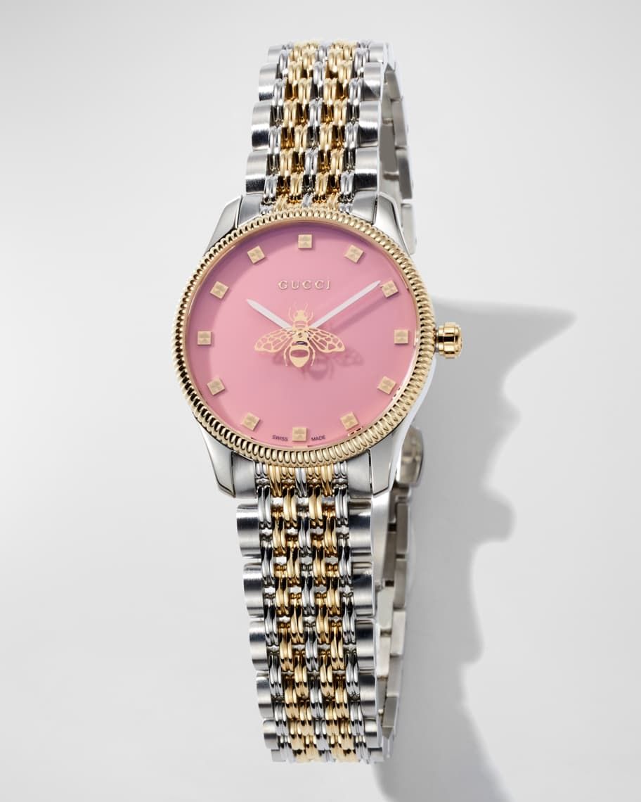 Gucci 29mm Pink Dial Two-Tone Steel Bracelet Watch | Neiman Marcus