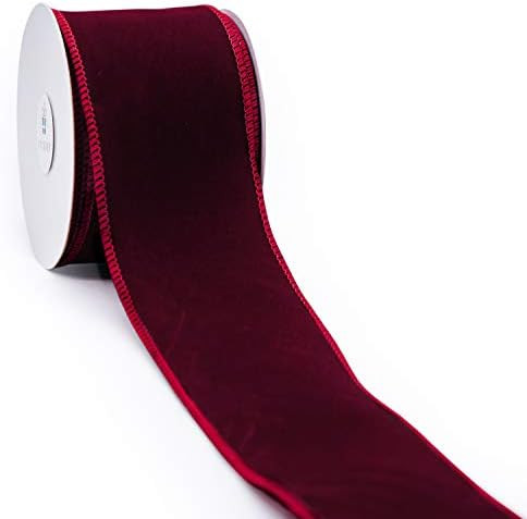 CT CRAFT LLC Plain Velvet Wired Ribbon for Home Decor, Gift Wrapping, DIY Crafts, 2.5” x 10 Yar... | Amazon (US)