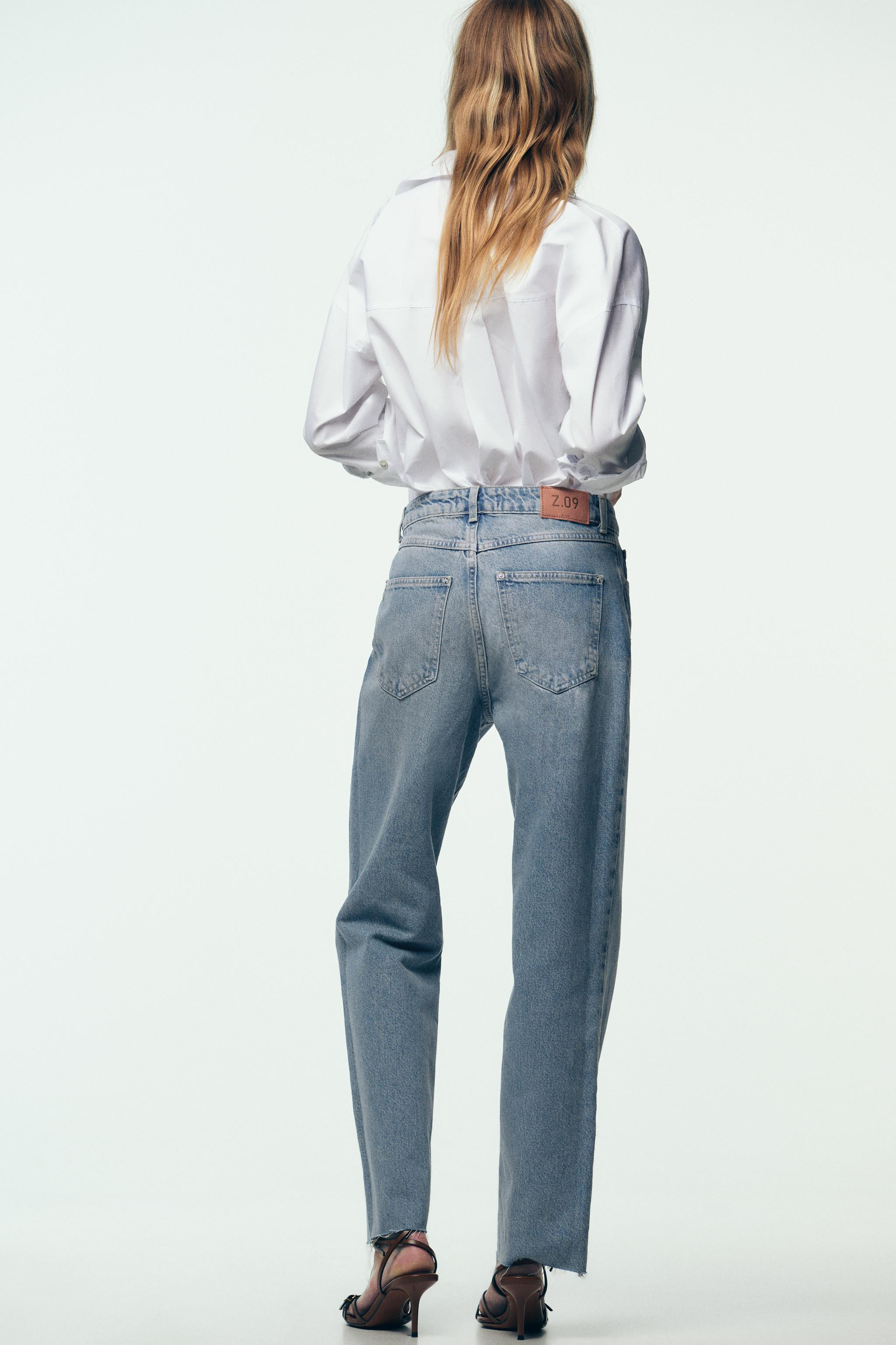 Z1975 HIGH-WAIST STRAIGHT CROSS-OVER WAIST JEANS | Zara UK