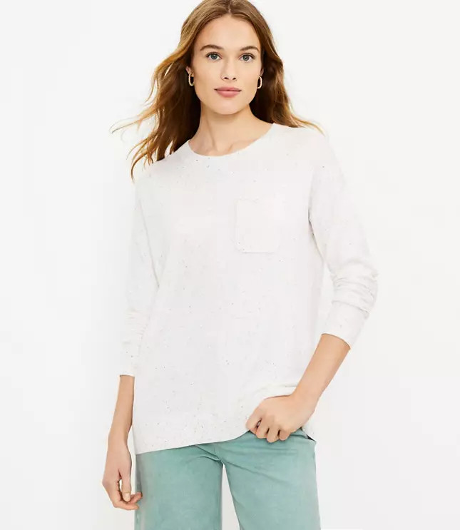 Flecked Pocket Tunic Sweater | LOFT