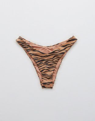 Aerie Pique Animal Print Super High Cut Cheekiest Bikini Bottom | American Eagle Outfitters (US & CA)