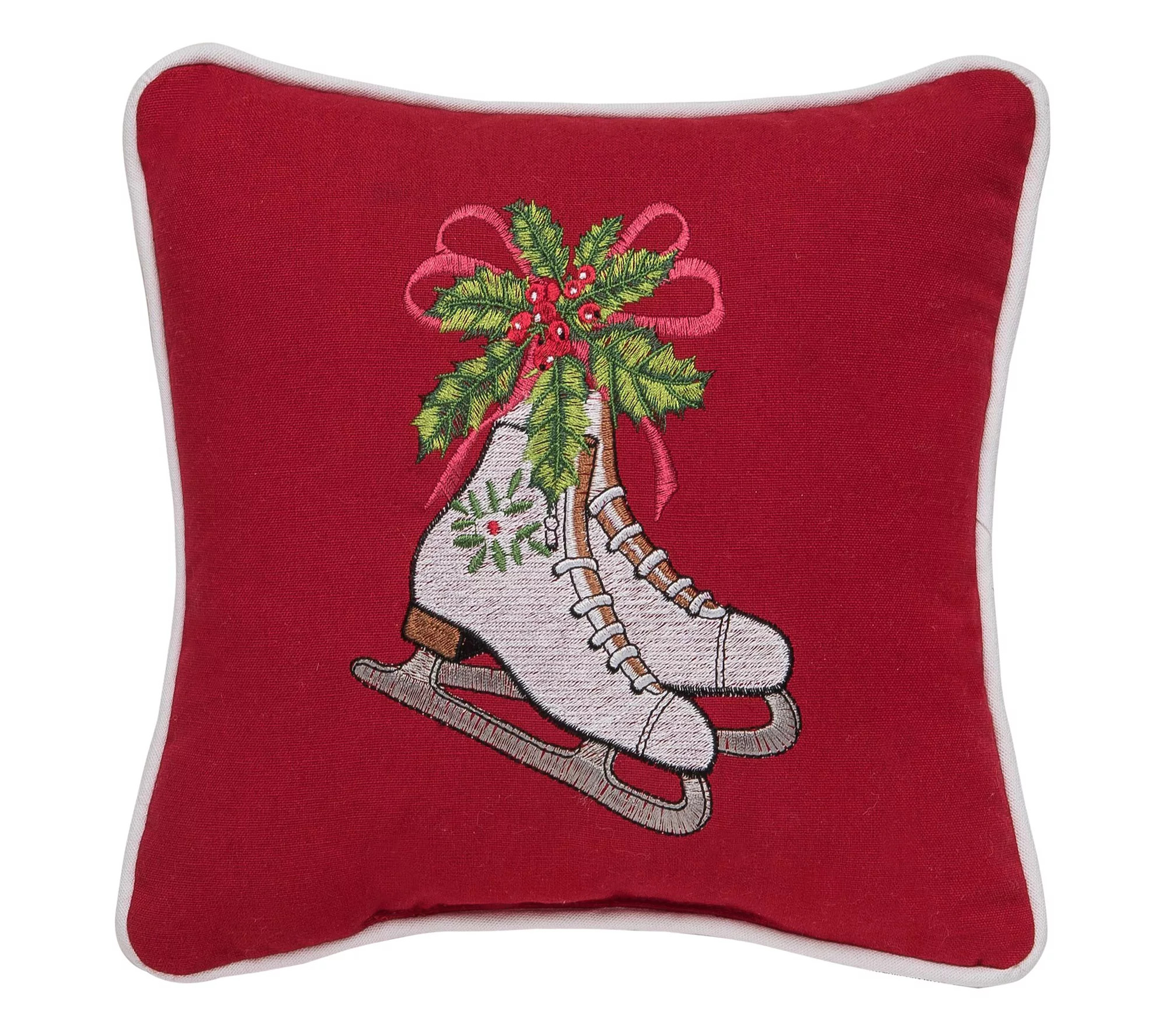 Skates and Holly Pillow by Valerie - QVC.com | QVC