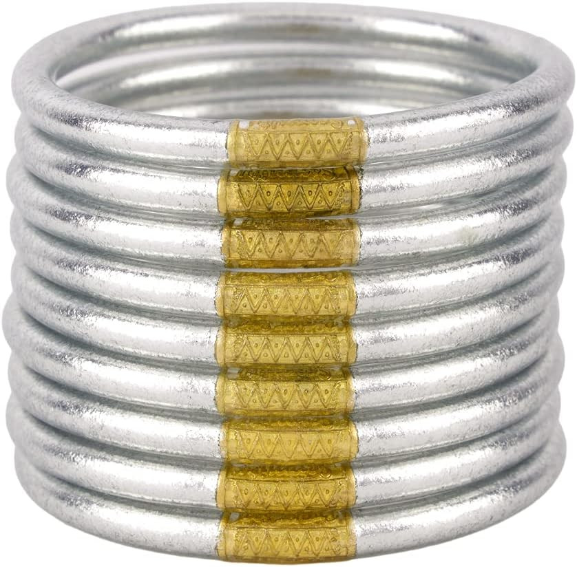 BuDhaGirl Silver All Weather Bangles (AWB) - Serenity Prayer | Amazon (US)