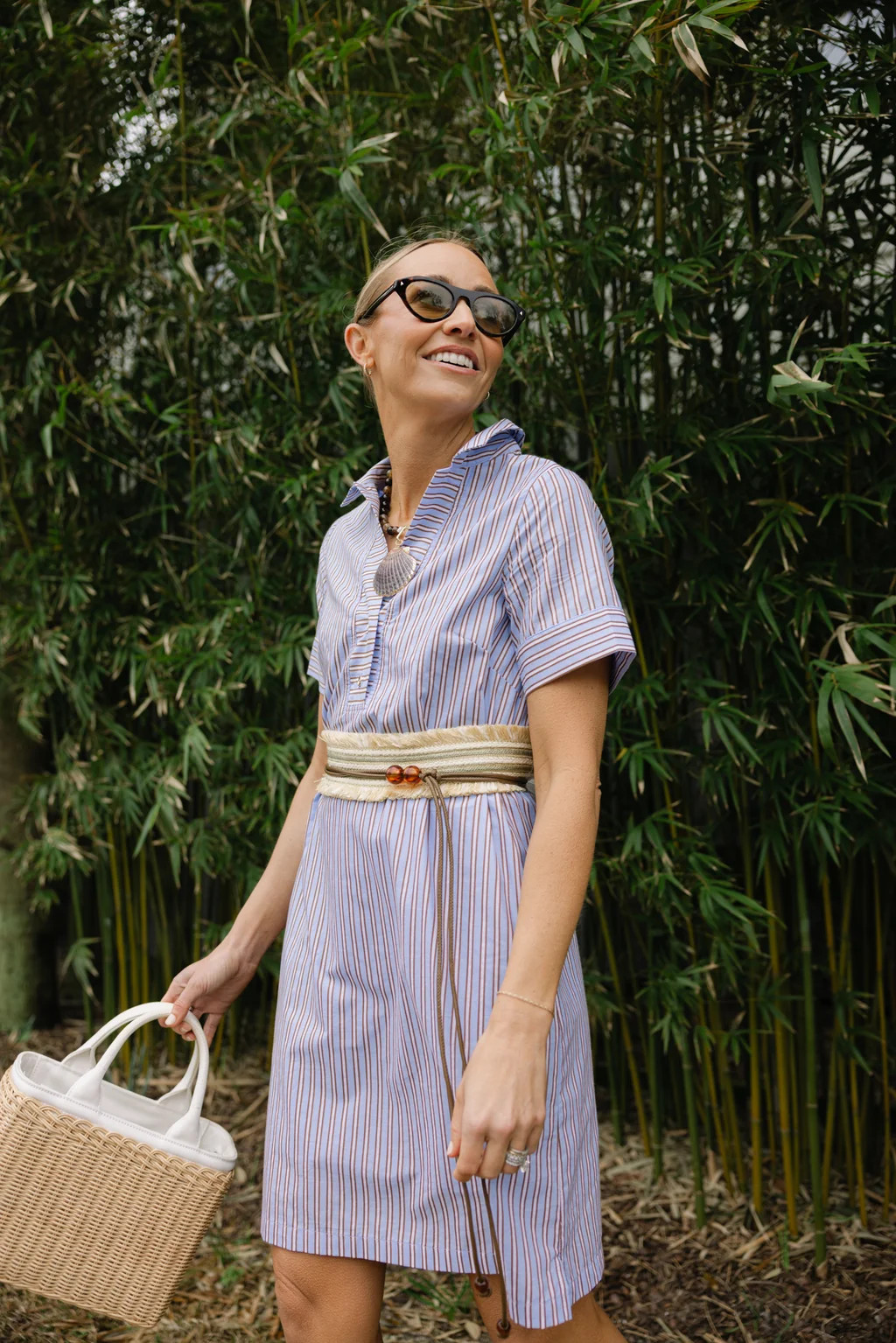 Banks Dress in Driftwood Blue Stripe | Duffield Lane