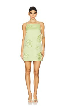 LEO LIN Leia Petal Mini Dress in Chartreuse from Revolve.com | Revolve Clothing (Global)