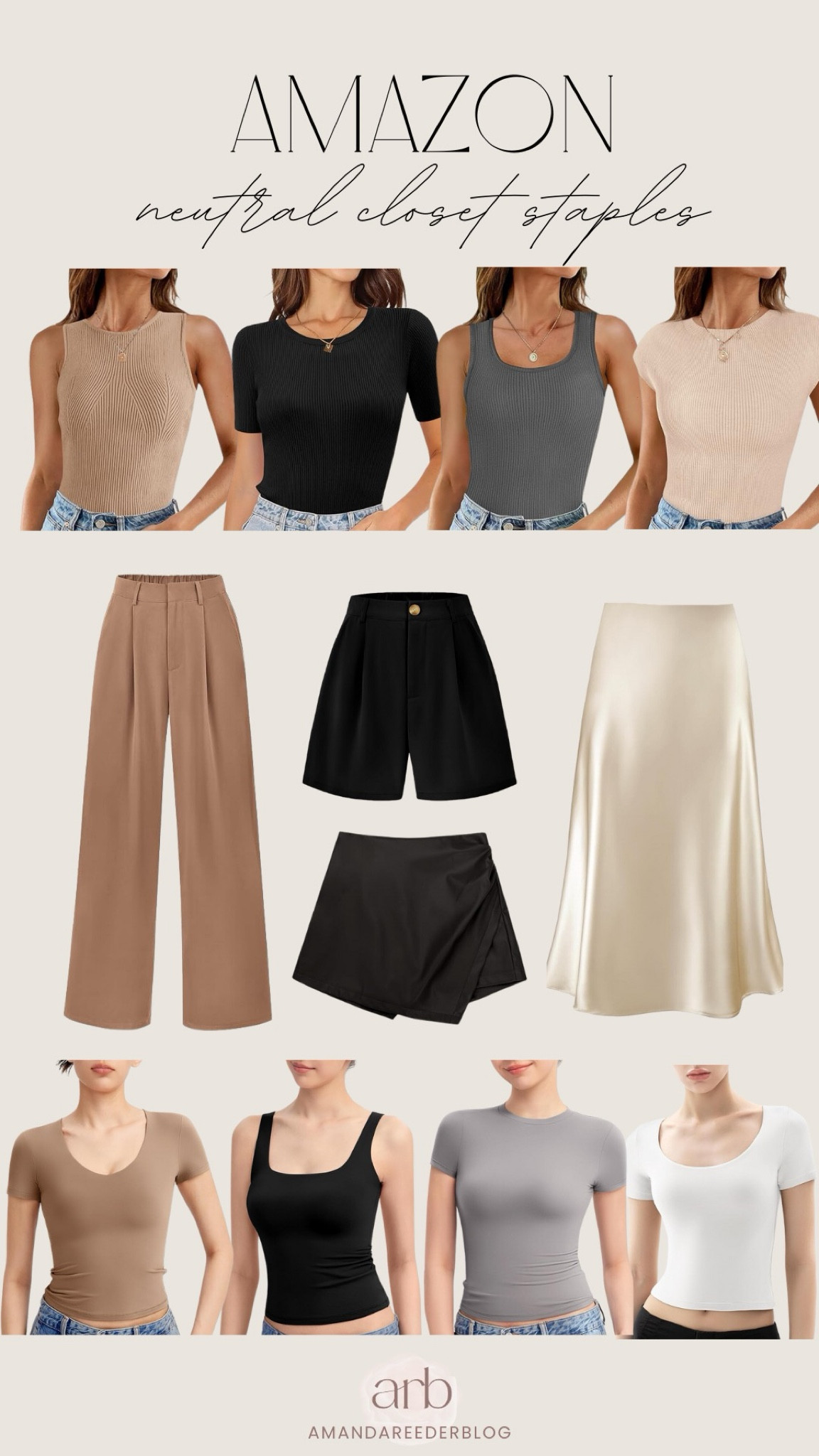 Amazon Neutral Closet Staples 🤎🖤🤍

Amazon outfits, Amazon basics, skims bodysuit lookalike, satin skirt, buttery soft top, capsule wardrobe pieces

#LTKstyletip #LTKfindsunder50 #LTKmidsize