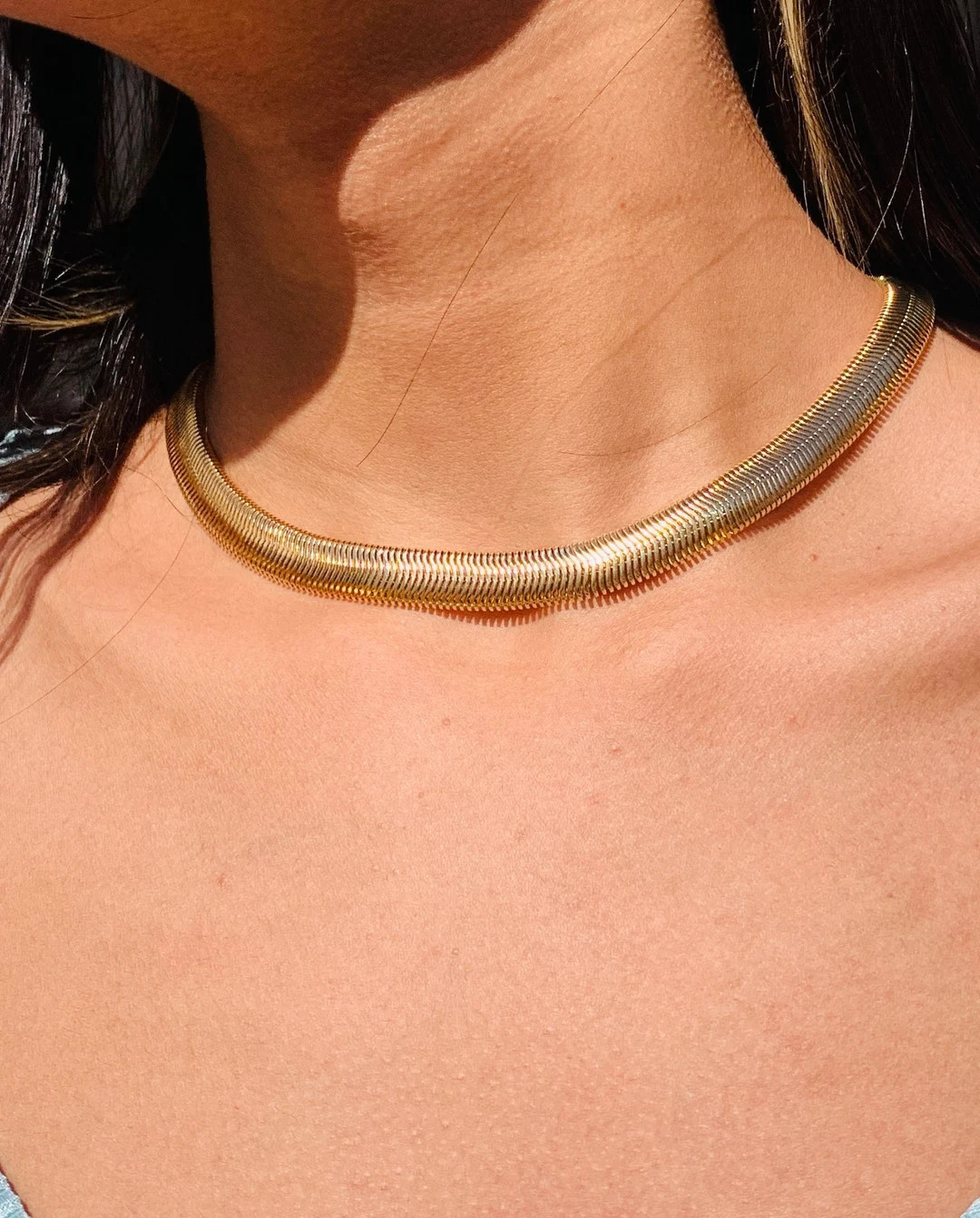 18K Gold Filled Herringbone Chain Necklace 10mm Magic - Etsy UK | Etsy (UK)