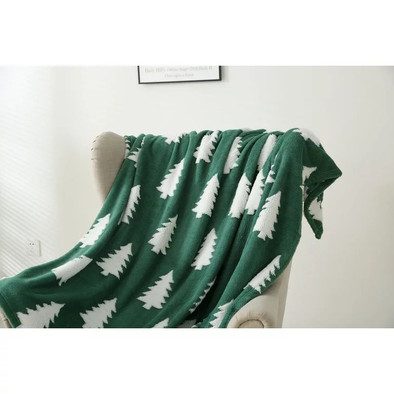 Mainstays Green Pine Tree Sherpa Throw Blanket, 50"x60" | Walmart (US)