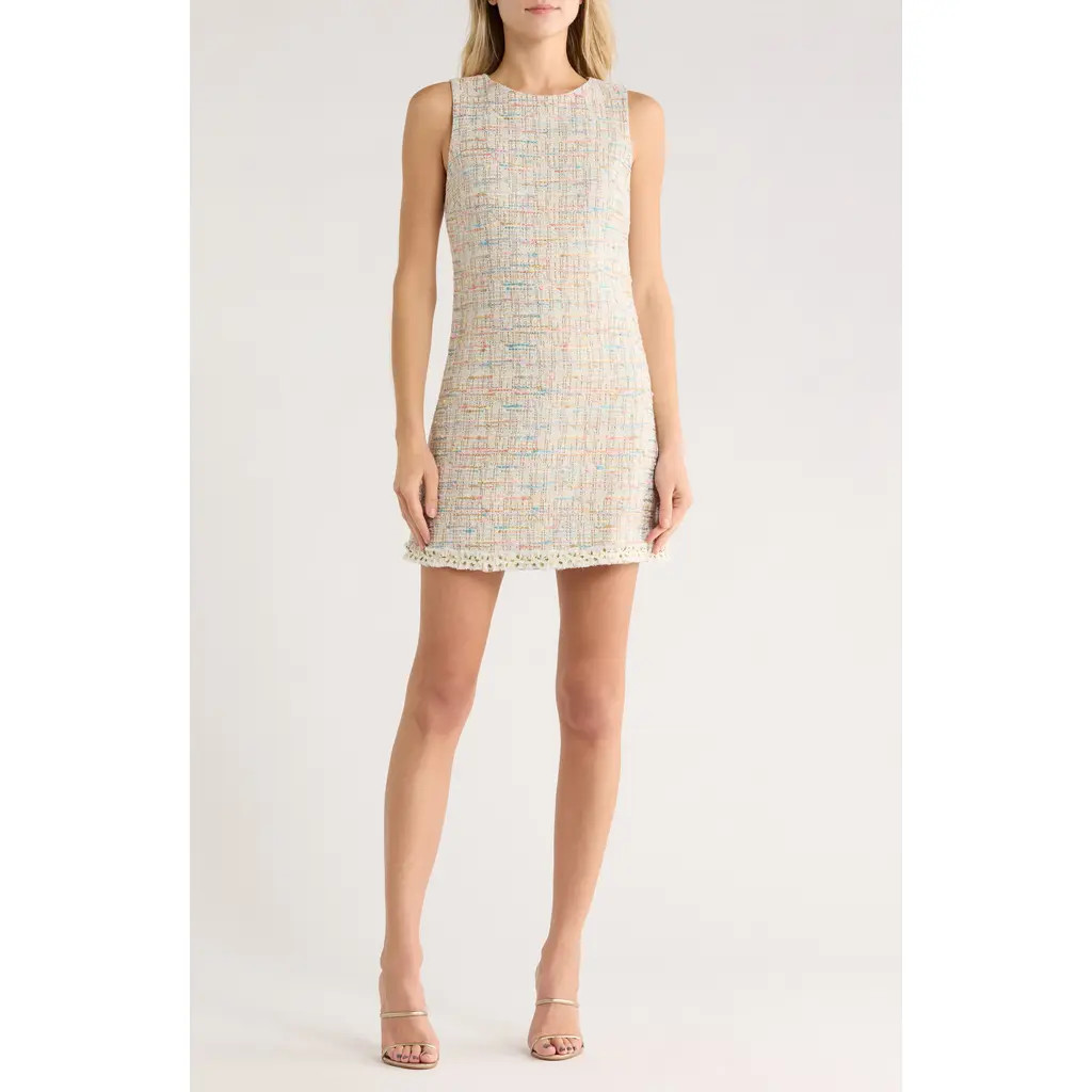 Alice + Olivia Clyde Tweed A-Line Shift Dress in Off White Multi at Nordstrom Rack, Size 8 | Nordstrom Rack