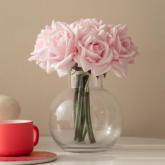 DUYONE Artificial Roses Single Stem 10pcs Fake Silk Flower Arrangement Bouquet Real Touch for Hom... | Amazon (US)
