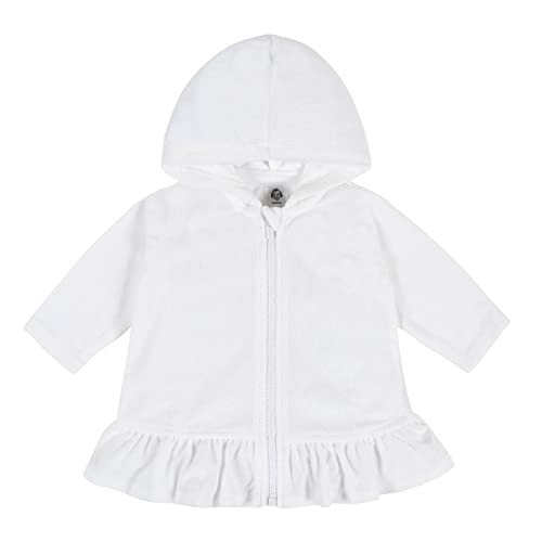 Gerber Girl's-Toddler Zipper Hoodie Terry Swimsuit Cover Up, White,-4T | Amazon (US)