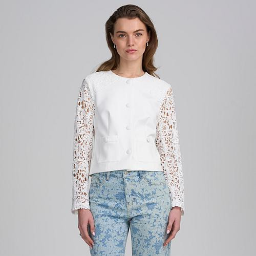 Elle Get the Look Lace Satin Jacket - White | HSN