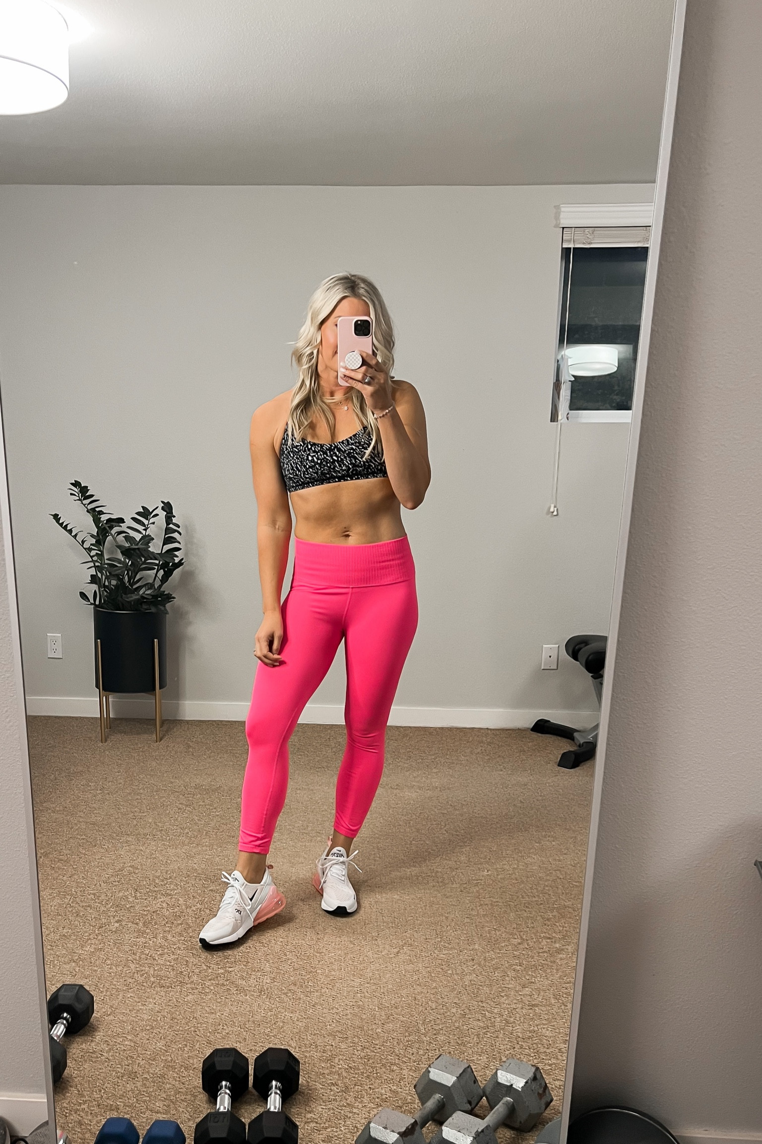 Free People workout leggings in toms of color options. This is Neon Coral. Lululemon bra (size up). Nike AirMax 270. Go up 1/2 size. Fitness look 

#LTKshoecrush #LTKfit #LTKstyletip
