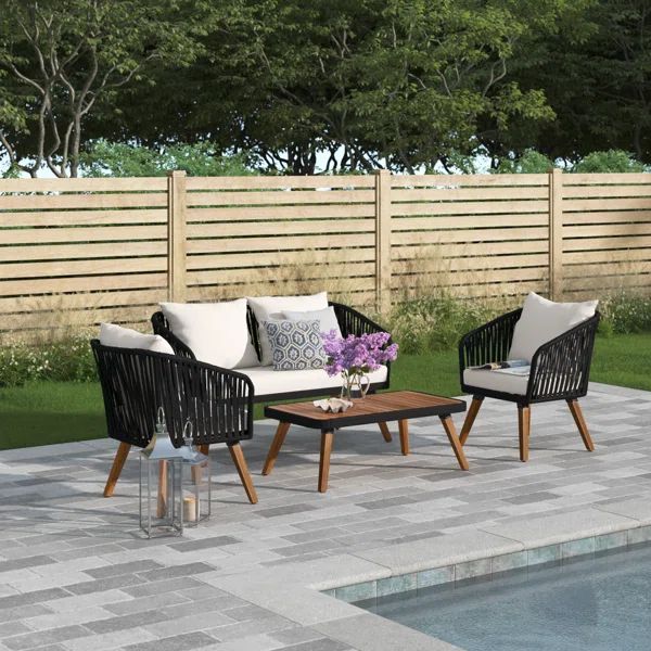 Larry 4 - Person Outdoor Seating Group with Cushions | Wayfair North America