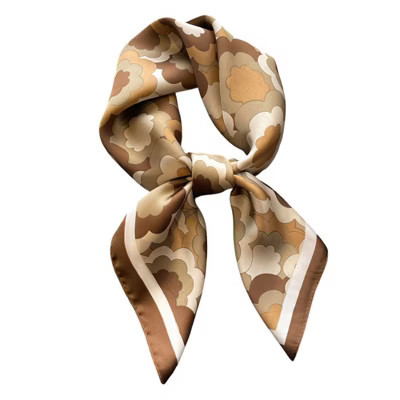 Anna-Kaci Womens Satin Square Scarf Floral Pattern Neck Bag Accessory 27.5×27.5inches, Brown | Target