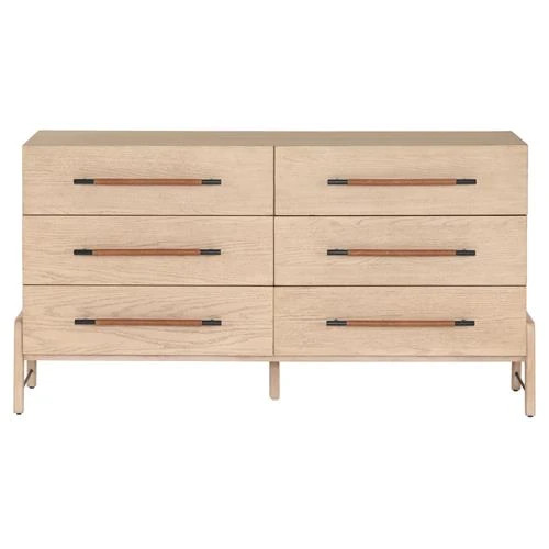 Matthew 6 Drawer Modern Classic Brown Wood Dresser | Kathy Kuo Home