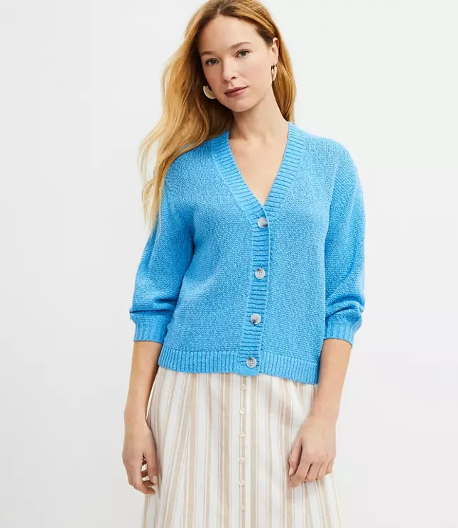 Marled 3/4 Sleeve Cardigan | LOFT