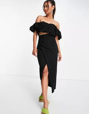 ASOS EDITION split side midi skirt in black - part of a set | ASOS (Global)