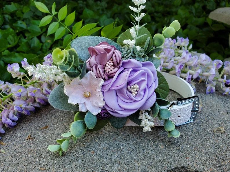 Succulent Wedding Collar | Succulent Flowers  | Lavender Wedding | Flower Dog collar | Wedding Do... | Etsy (US)