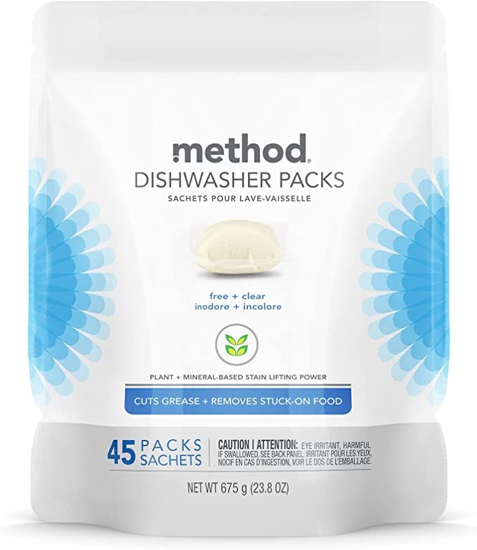 Method Dishwasher Detergent Packs, Dishwashing Rinse Aid to Lift Tough Grease and Stains, 45 Dish... | Amazon (US)