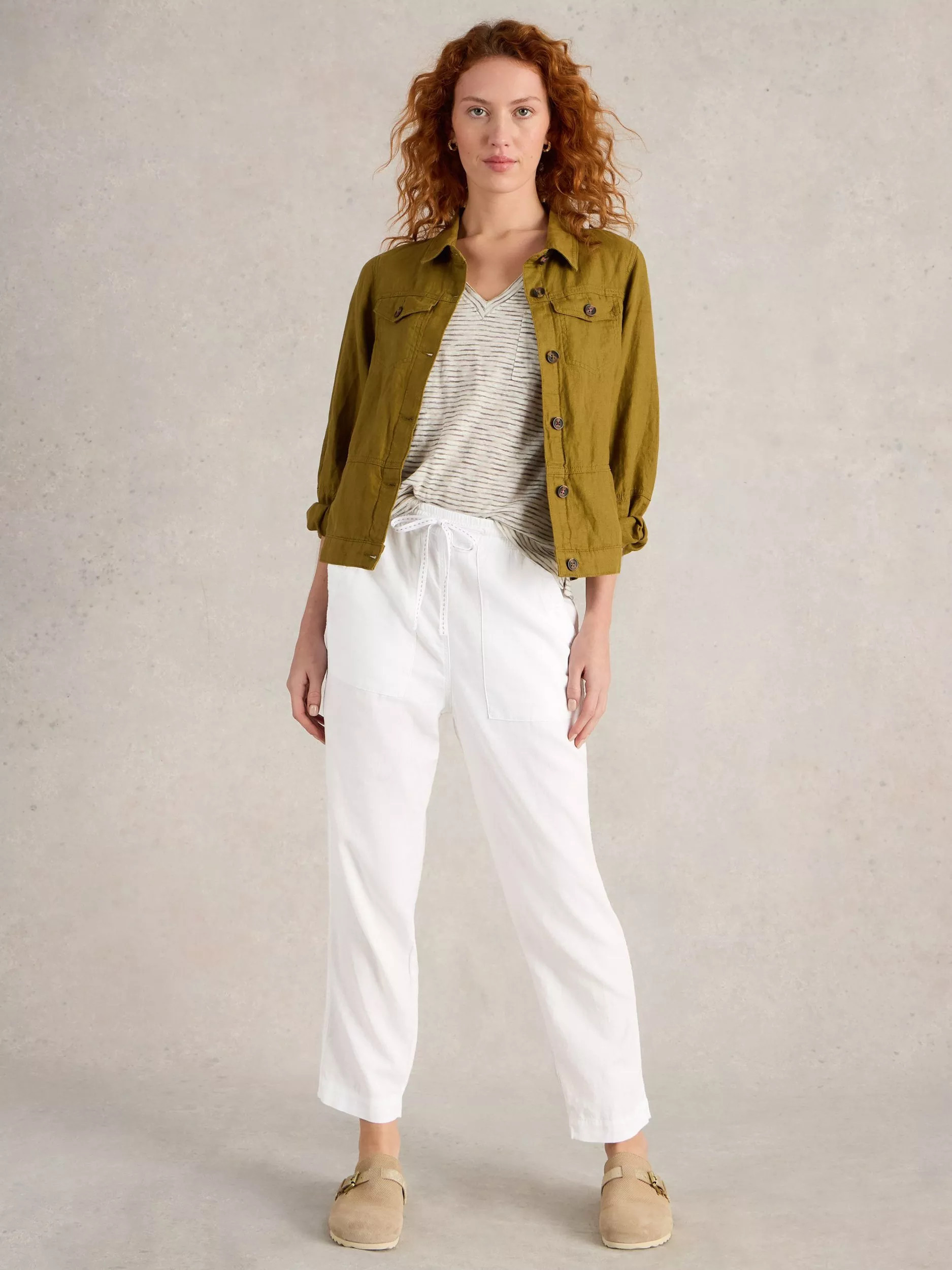 White Stuff Elle Linen Blend Trousers, White | John Lewis (UK)