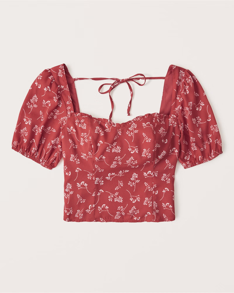 Puff Sleeve Squareneck Top | Abercrombie & Fitch (US)