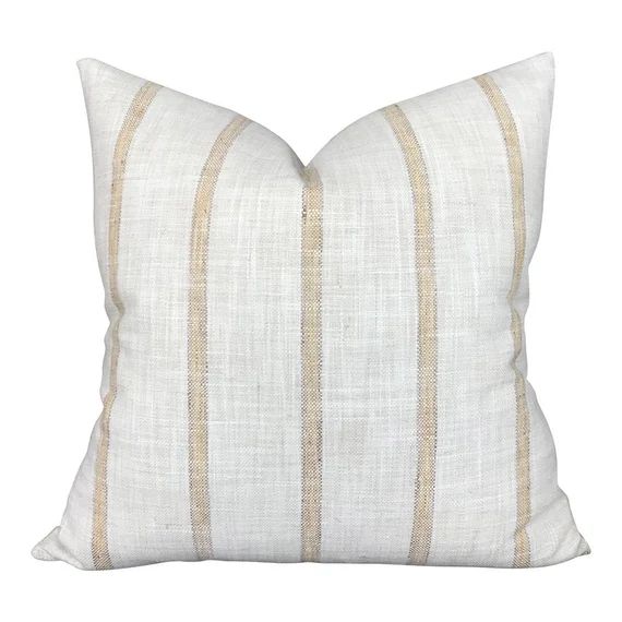 Designer Yellow Stripe Linen Pillow Cover // Yellow Gold Striped Linen Pillows // Modern Farmhous... | Etsy (CAD)