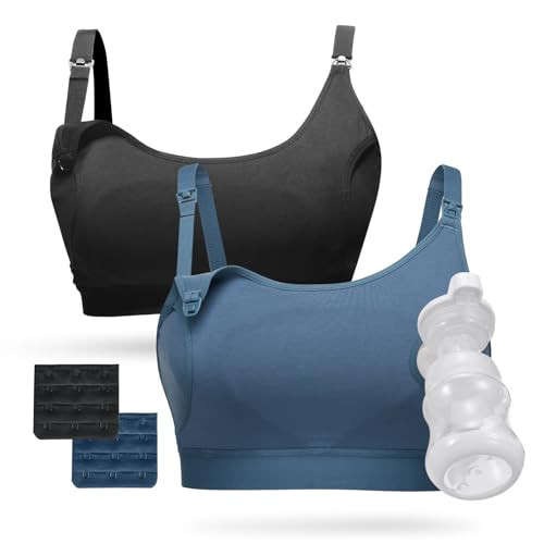Momcozy Pumping Bra, Pumping Bra Hands Free 2 Pack Comfortable All Day Wear Pumping and Nursing Bra in One Holding Breast Pump for Spectra, Lansinoh, Medela | Amazon (US)
