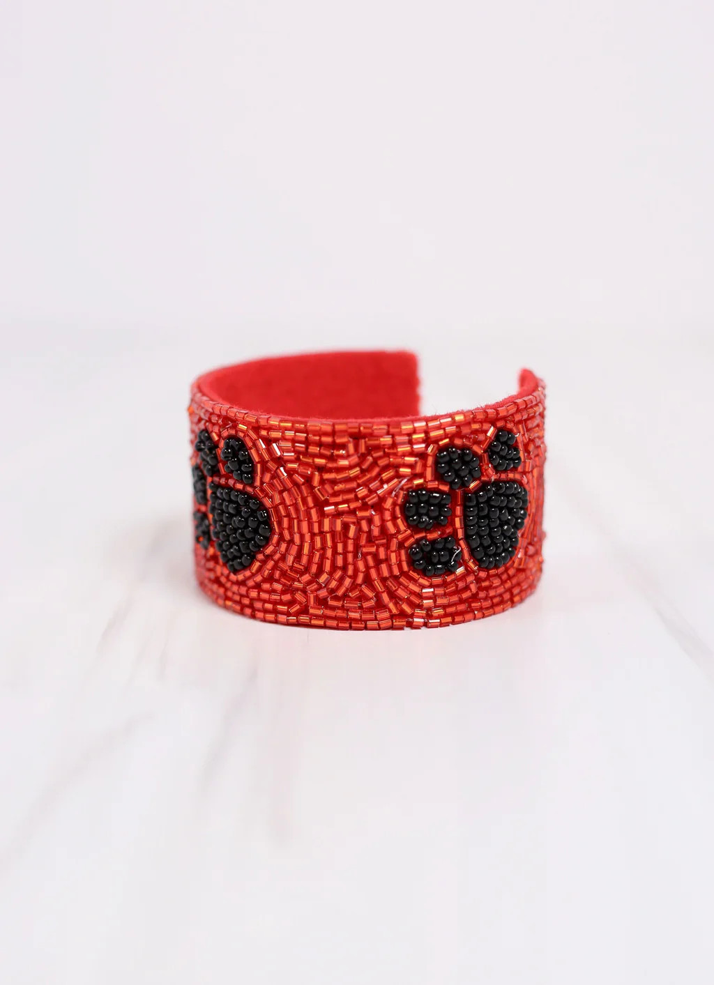 Patty Paw Beaded Cuff Bracelet RED | Caroline Hill
