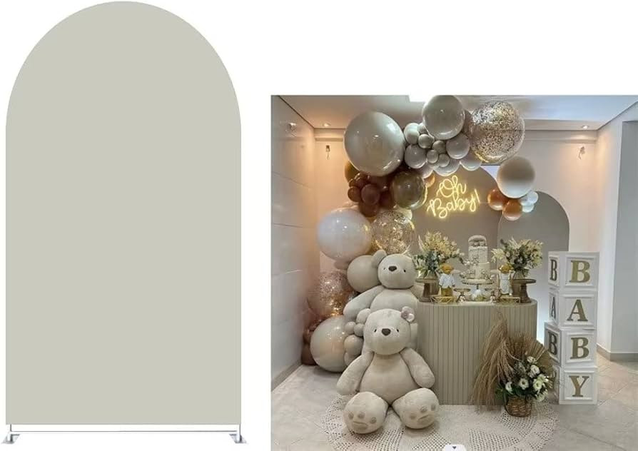 Beige Gray Arch Backdrop for 1st Birthday Party,Stretchy Arched Stand Covers,Baby Shower Banquet ... | Amazon (US)