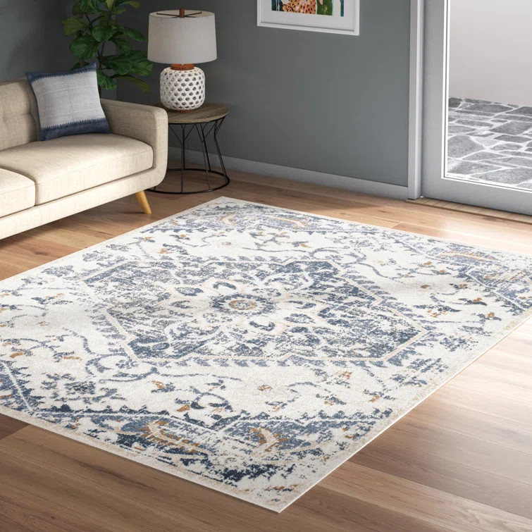 Gittens Power Loom Performance Denim/Cream/Camel Rug | Wayfair North America