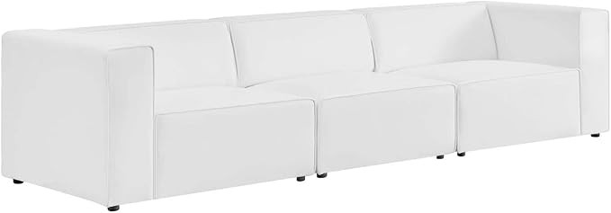 Modway Mingle Vegan Leather 3-Piece Sectional Sofa, White | Amazon (US)