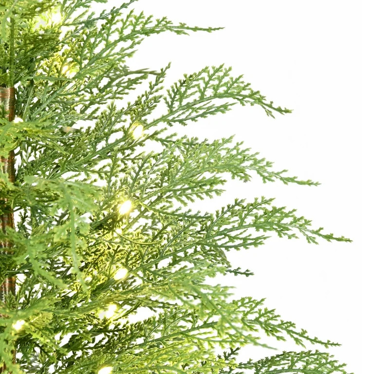 24" Pre-Lit Green Cypress Artificial Christmas Tree with 30 Warm White Twinkle LED Lights, by My ... | Walmart (US)