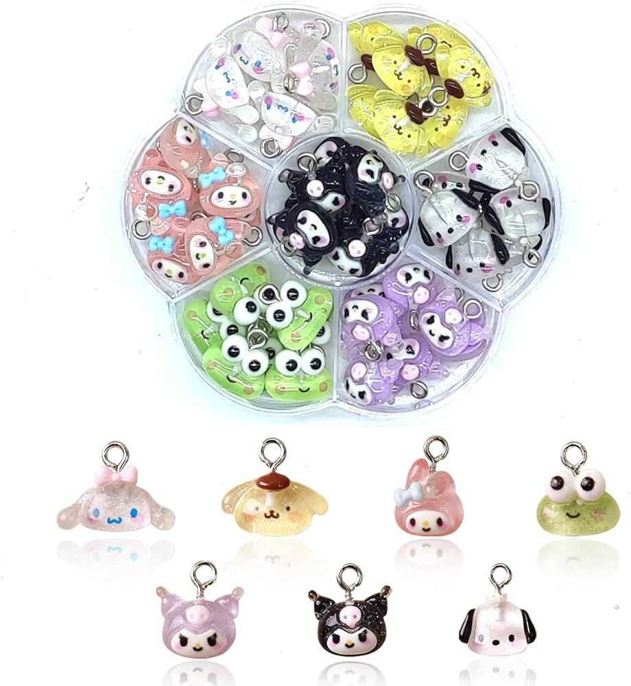 42PCS Cute Cartoon Resin Charms for Jewelry Making Bulk, 3D Mini Pendant Animal Ornament DIY for ... | Amazon (US)
