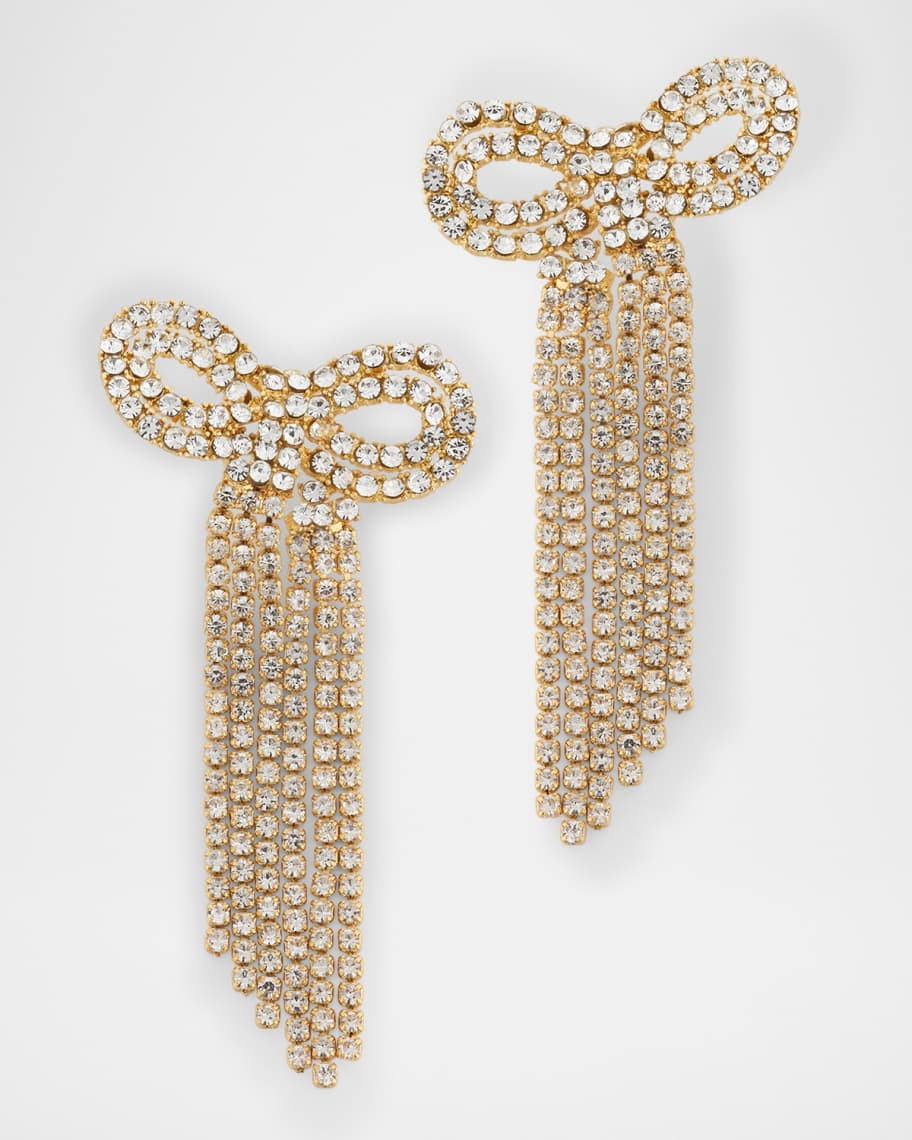 Nicci Gold-Plated Crystal Bow Earrings | Neiman Marcus
